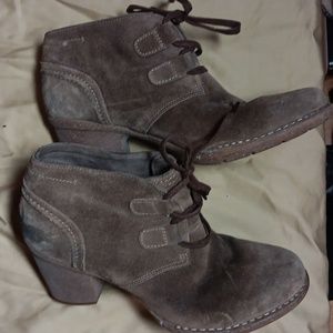 Clarks Carleta Taupe Suede Heeled Ankle Boots - 10